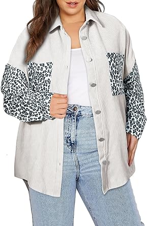 Photo 1 of Eytino Womens Plus Size Long Sleeve Button Down Boyfriend Shirts Casual Plaid Shacket Jacket Coats size medium 