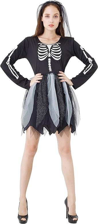 Photo 1 of ADULT SMALL** IKALI Skeleton Costumes, Halloween Scary Fancy Dress Up, Zombie/Ghost Outfit for World Book Day, Carnival Party