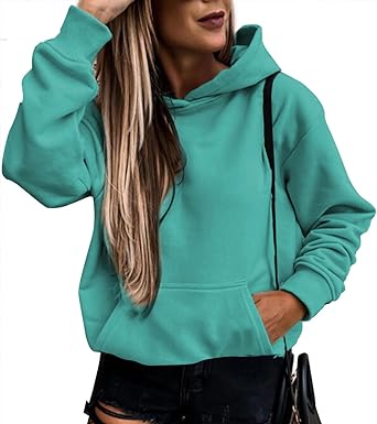 Photo 1 of Asvivid Womens Casual Hoodies Long Sleeve Lightweight Pullover Tops Loose Sweatshirt with Pocket