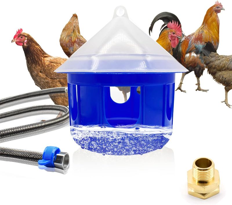 Photo 1 of GIFANK ?Clearance? Automatic Chicken Waterer Float Controlled Poultry Waterer Dispenser with Hose Attachment Plastic Water Bowl Kit Poultry Automatic Drinking Accessories for Chicks,Duck,Goose,Turkey