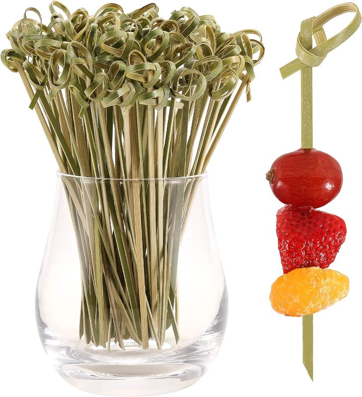 Photo 1 of 200 PCS Cocktail Picks, 4.7 Inch Toothpicks for Appetizers, Natural Bamboo Knot Skewers, Mini Food Sticks, Fancy Tooth Picks for Drinks,Fruit,Charcuterie,Cocktail Garnish Accessories, Party Supplies