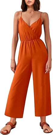 Photo 1 of OU MgCE FAST FASHION Women's Casual Tank Jumpsuit Summer Sleeveless Drawstring Waist Stretchy Jumpsuits Rompers with Pockets size medium 