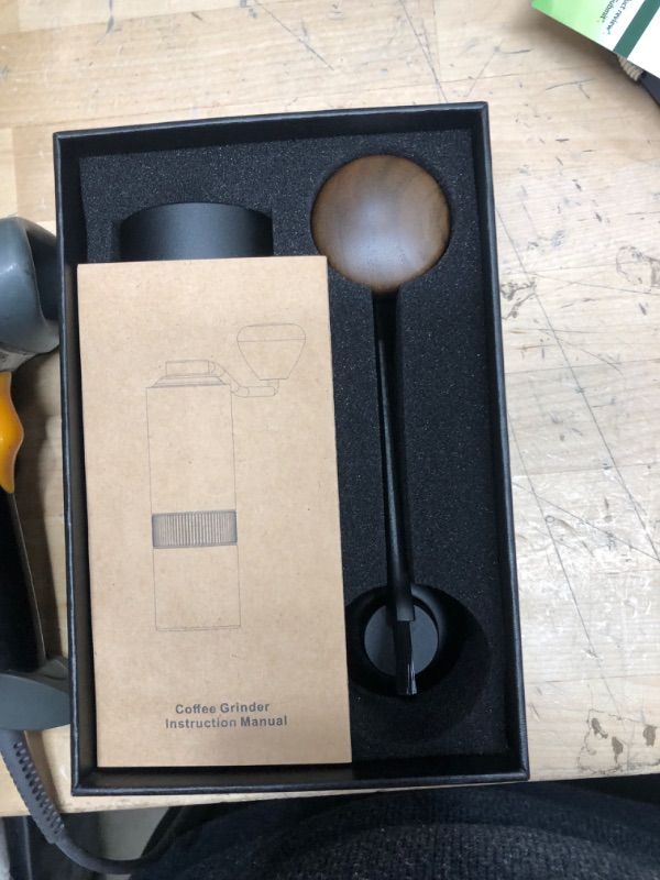 Photo 1 of YESSDAYS Manual Coffee Grinder - Premium Stainless Steel Manual Coffee Burr with Grind Settings, Aluminum Body, Ergonomic Wood Knob Handle, Hand Grinder Coffee Gift For Office, Travelling, Camping