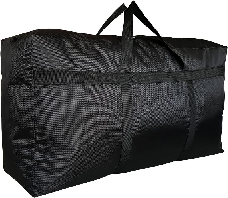 Photo 1 of  Extra Large Storage Duffle Bag with Zippers and Handles, Black Big Foldable Duffle Bag for Travel-130L
