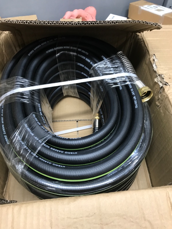 Photo 2 of 100 ft Hybrid Garden Hose Heavy Duty Water Hoses - Flexible&Lightweight Car Washing Pipe - Burst 600 psi,Kink-free Leakproof Hose with Double Latex Core, 3/4" Solid Brass Fittings 100ft