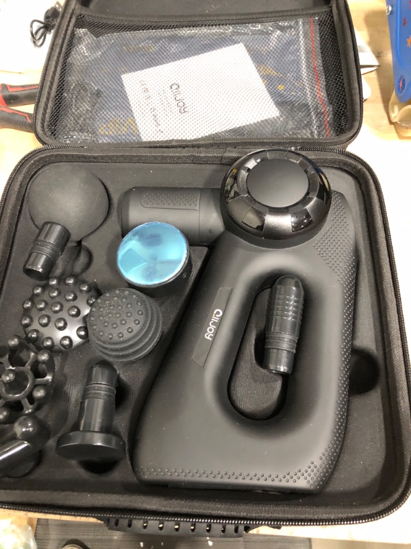 Photo 2 of ALLJOY Massage Gun, Handheld Massager Gun for Athletes, Deep Tissue Muscle Massager with 8 Interchangeable Heads, New Ergonomic Design and Super-Quiet Setting - Black