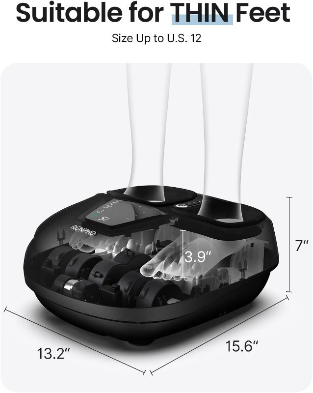 Photo 4 of (READ NOTES) RENPHO Shiatsu Foot Massager with Heat, Compact Foot Massager Machine with Remote, Deep Kneading, Squeezing, Auto-Off Timers, Relives Tired Muscles and Plantar Fasciitis, Fits Men Size Up to 12