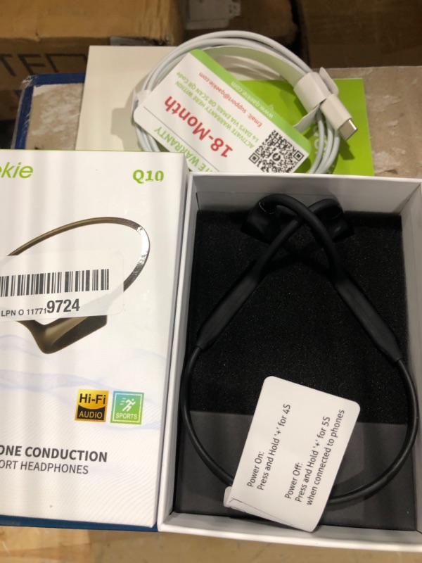 Photo 2 of Qaekie Bone Conduction Headphones - Bluetooth 5.3 Open Ear Headphones with HD Mic,12hrs Playtime Deep Bass Sport Wireless Headphones,Sweatproof Bone Headphones for Running,Cycling,Hiking,Driving
