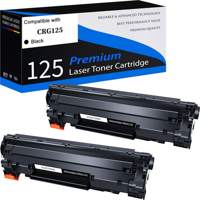 Photo 1 of KCMYTONER 125 CRG125 Compatible Toner Cartridge Replacement for Canon 125 Black Toner Cartridge Work for ImageClass LBP6000 LBP6030w MF3010 Printer - Black, 2 Pack
