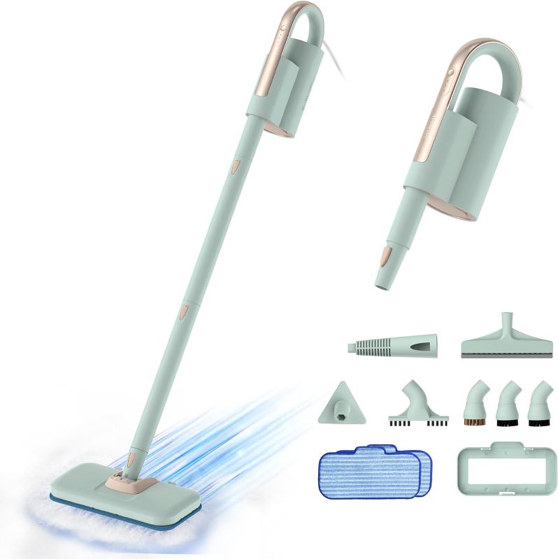 Photo 1 of *SEE NOTES* Newbealer Steam Mop & Detachable Handheld Cleaner, 250ml 1200W Powerful Floor Steamer, 3 Adjustable Levels for Carpet Laminate Hardwood Grout, with Carpet Glider, 7 Multi-purpose Accessories & 2 Pads
