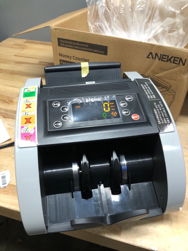 Photo 3 of Aneken Money Counter Machine with UV/MG/IR/DBL/HLF/CHN Counterfeit Detection, USA/EUR Portable Bill Counting Machine, Bill Counter with LED External Display, Add&Batch Modes, 2-Year Warranty