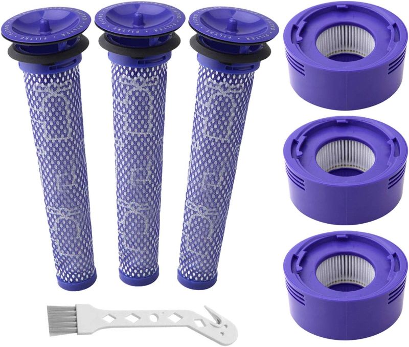 Photo 1 of 6 Pack Vacuum Filter Replacement Kit for Dyson V7, V8 Animal and V8 Absolute Cordless Vacuum, 3 Post Filter, 3 Pre Filter, Replaces Part # 965661-01 & 967478-01
