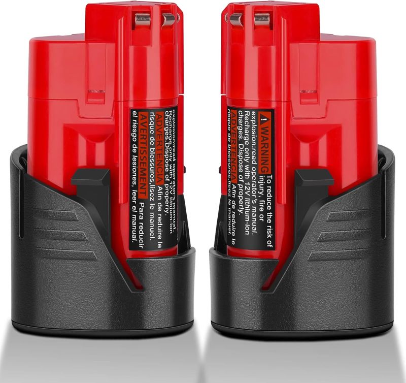 Photo 1 of KUNLUN 2 Pack 3.0Ah 12V Battery Replace for Milwaukee M12 Battery Lithium Compatible for Milwaukee 12-Volt Battery 48-11-2411 48-11-2420 48-11-2401 48-11-2402 Cordless Tools
