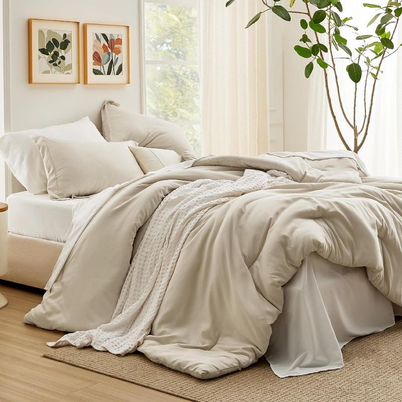 Photo 1 of ** SEE NOTES* Bedsure Full Size Comforter Set Beige, 7 Pieces Soft Bedding Sets with Comforter, Sheets, Pillowcases & Shams, All Season Boho Bed in a Bag Full Size
