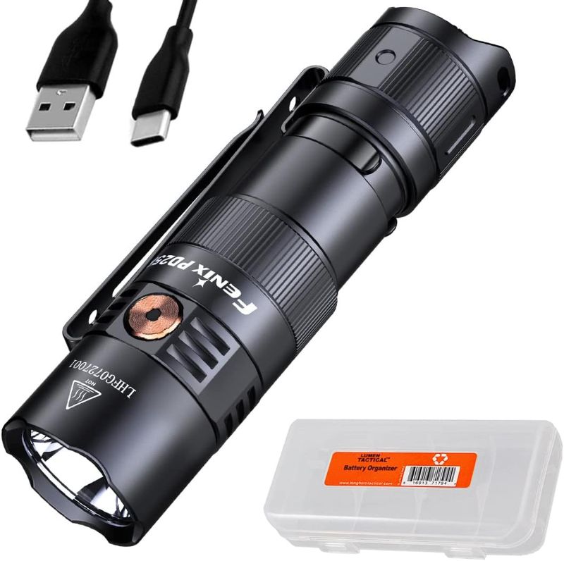 Photo 1 of Fenix PD25R EDC Flashlight, 800 Lumen USB-C Rechargeable Dual Switch Pocket Size Lightweight with LumenTac Organizer
