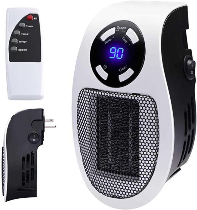 Photo 1 of *MISSING REMOTE* Alpha Heater Small Plug In Heater | Portable Electric Space Heater Indoor with LED Display | Energy Efficient 500W Wall Outlet Heater | Adjustable Thermostat, Timer, Safe, Quick Heating
