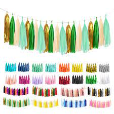 Photo 1 of 20pcs Shiny Tassel Garland Banner Tissue Paper Tassels Easter Spring Green
