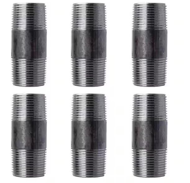 Photo 1 of 1 in. x 3 in. Industrial Steel Grey Plumbing Nipple in Black & 1 in. x 24 in. Black Industrial Steel Grey Plumbing Pipe (