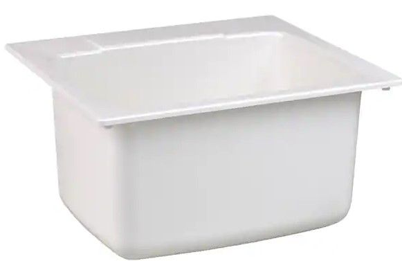 Photo 1 of 22 in. x 25 in. x 13.75 in. Molded Fiberglass Drop in Utility Sink in White
