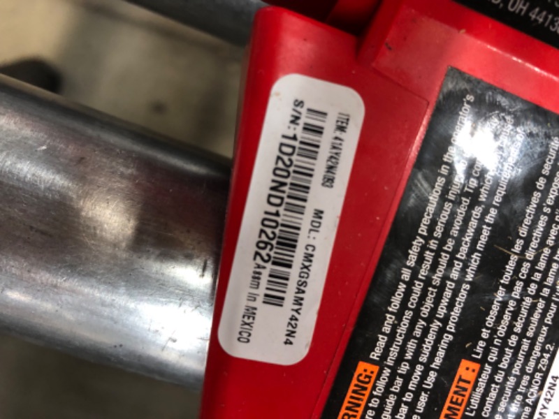 Photo 2 of ***DOES NOT WORK PROPERLY** 
Craftsman CMXGSAMY42N4 S1450 14-in 42-cc 2-Cycle GAS Chainsaw