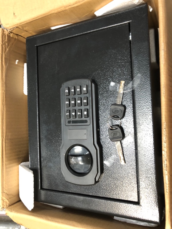 Photo 2 of 0.8 Cub Personal Home Safe Box Fireproof Waterproof, Fireproof Combination Safe with Digital Keypad Key and Hidden Keyhole, Money Safe Box for Firearm Cash Jewelry Medicine Documents 0.8 Cubic