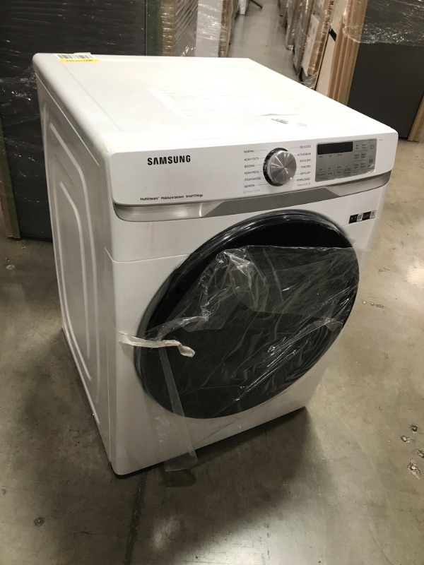 Photo 5 of DENTED**Samsung 7.5-cu ft Stackable Steam Cycle Smart Electric Dryer (White)