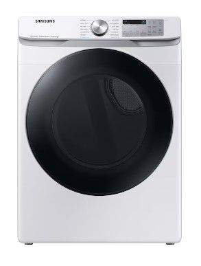 Photo 1 of DENTED**Samsung 7.5-cu ft Stackable Steam Cycle Smart Electric Dryer (White)