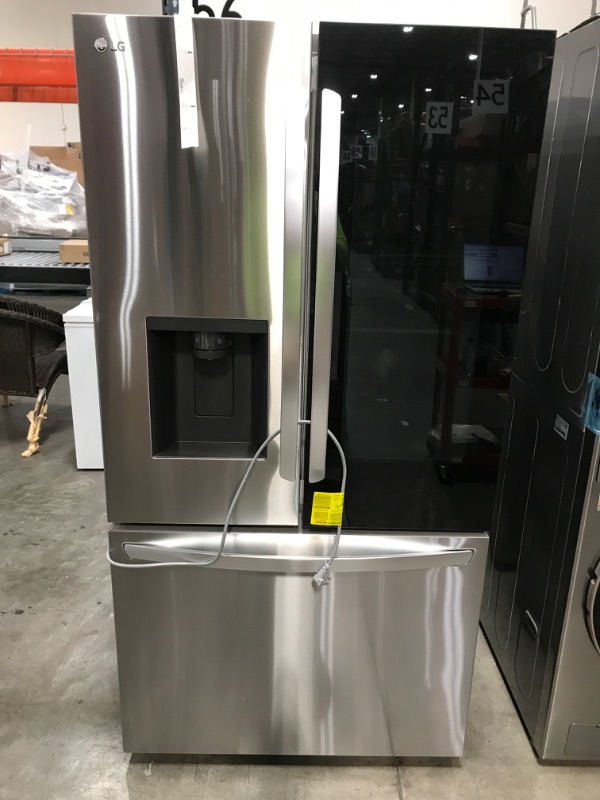 Photo 2 of DENTED FRONT**LG Counter Depth MAX InstaView 25.5-cu ft Counter-depth Smart French Door Refrigerator with Dual Ice Maker (Stainless Steel)