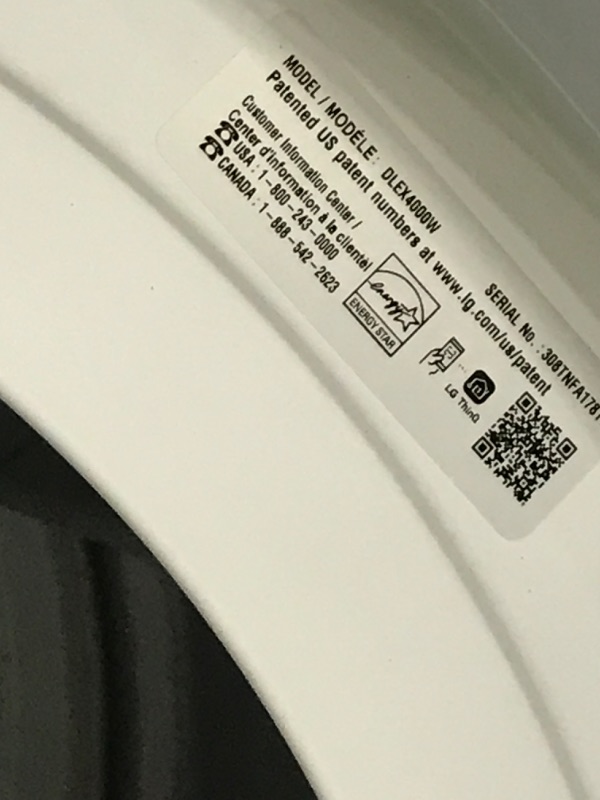 Photo 4 of LG True Steam 7.4-cu ft Stackable Steam Cycle Smart Electric Dryer (White) 