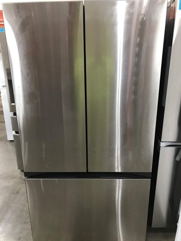 Photo 2 of SCRATCHED LOWER FRONT**Samsung Bespoke 30.1-cu ft Smart French Door Refrigerator with Dual Ice Maker (Stainless Steel- All Panels)