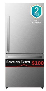 Photo 1 of DENTED FRONT; MISSING HANDLES**Hisense 17.2-cu ft Counter-depth Bottom-Freezer Refrigerator with Ice Maker (Fingerprint Resistant Stainless Steel)