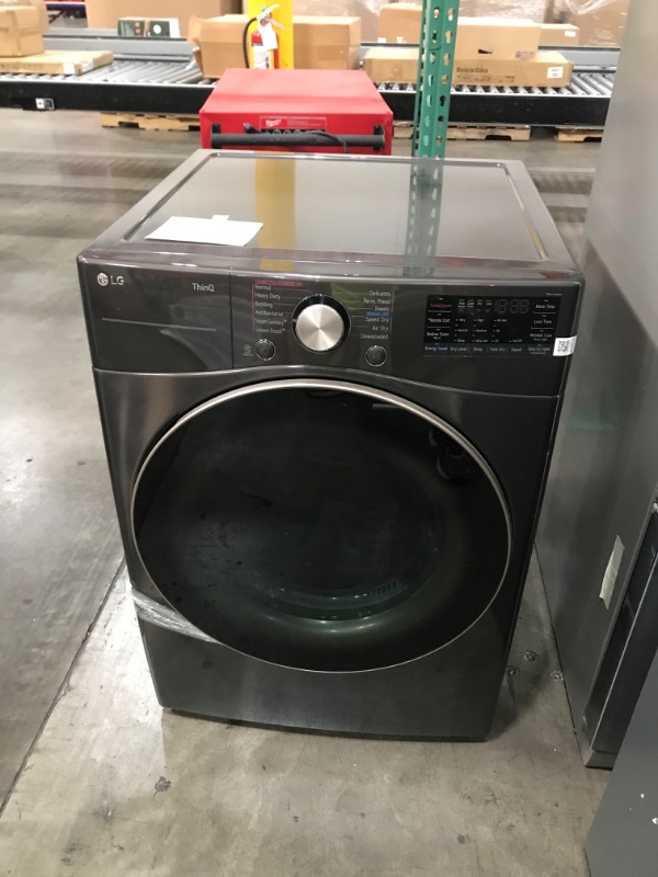 Photo 2 of LIKE NEW**LG True Steam 7.4-cu ft Stackable Steam Cycle Smart Electric Dryer (Black Steel)