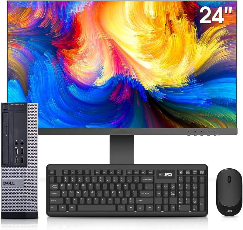 Photo 1 of Dell OptiPlex 7010 Desktop Computers with 24 inch Monitor PC Bundle, Intel Core i7-3770 3.4GHz, 16GB Ram New 1TB SSD, AC8260 Built-in WiFi, DVD-RW, Refurbished Windows 10 Pro (Renewed), Black
