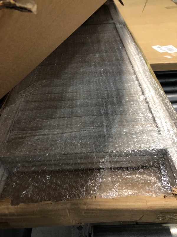 Photo 1 of MyGift 3-Panel Louvered Rustic Gray on White Room Divider with Wood Frame & Decorative Fabric Screen Vintage White Gray