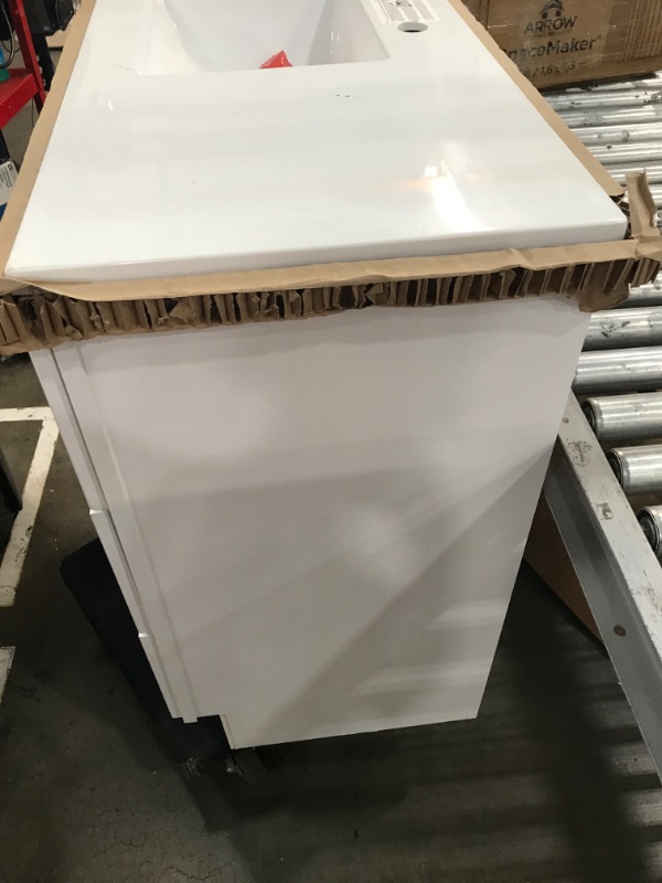 Photo 1 of *READ NOTES* *NO MIRROR INCLUDED, SEE PICS* Style Selections 36.5-in White Single Sink Bathroom Vanity with White Cultured Marble Top