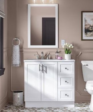 Photo 1 of *READ NOTES* *NO MIRROR INCLUDED, SEE PICS* Style Selections 36.5-in White Single Sink Bathroom Vanity with White Cultured Marble Top