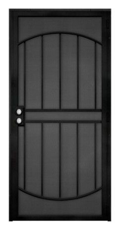 Photo 1 of 36 in. x 80 in. Arcada Black Surface Mount Outswing Steel Security Door with Expanded Metal Screen
