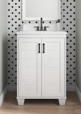 Photo 1 of allen + roth Rigsby 24-in White Undermount Single Sink Bathroom Vanity with White Engineered Marble Top