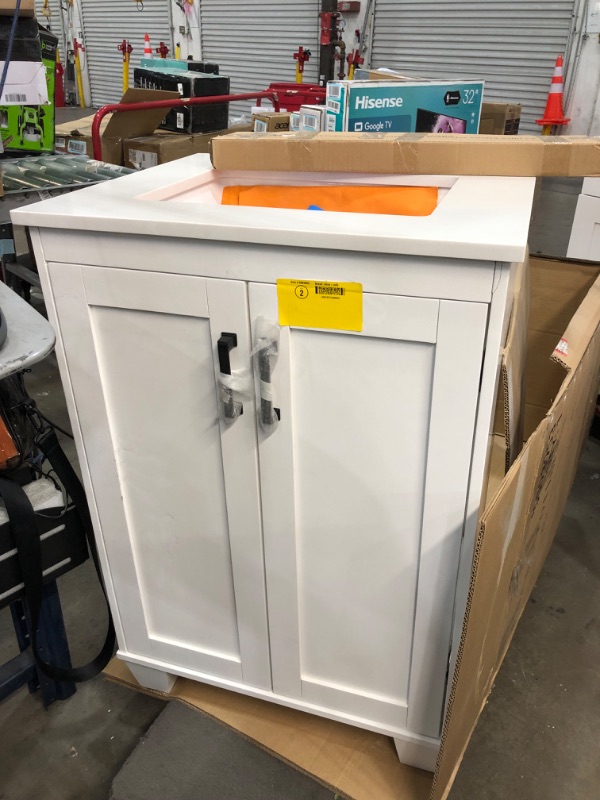 Photo 7 of allen + roth Rigsby 24-in White Undermount Single Sink Bathroom Vanity with White Engineered Marble Top