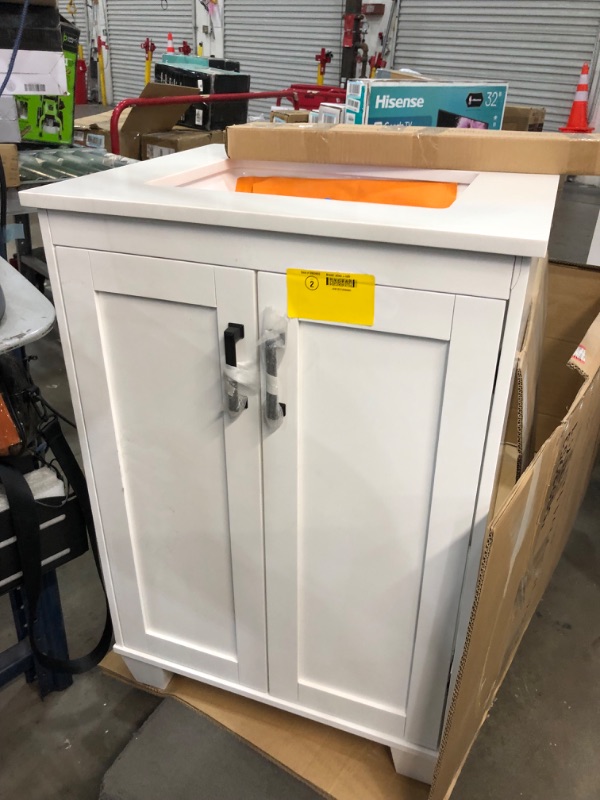 Photo 2 of allen + roth Rigsby 24-in White Undermount Single Sink Bathroom Vanity with White Engineered Marble Top