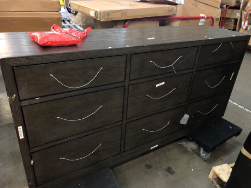 Photo 2 of Signature Design by Ashley Burkhaus Traditional 9 Drawers Dresser, Dark Brown