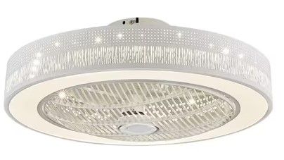 Photo 1 of 22 in. Modern Integrated LED Indoor White Round Semi Flush Mount Invisible Ceiling Fan with Remote
