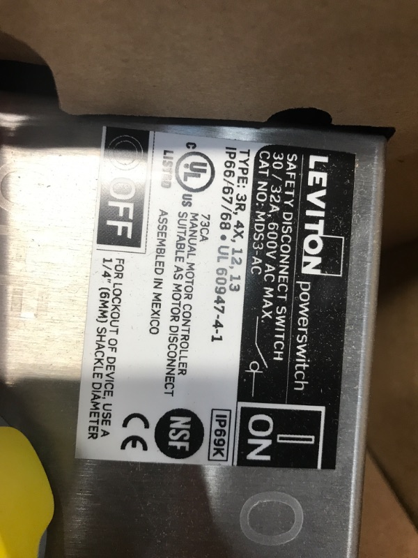 Photo 3 of 30 Amp 600-Volt 304 Stainless Steel Non-Fused Powerswitch Safety Disconnect Switch with Factory Installed Aux Contact
