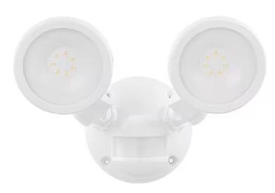 Photo 1 of 180-Degree White Motion Activated Wired Outdoor 2-Head Dusk-to-Dawn LED Security Flood Light 1000 Lumens
