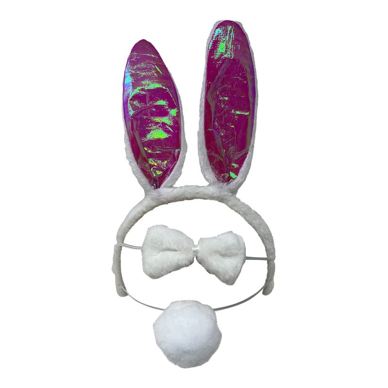 Photo 1 of Chapeau Tribe Shinning Purple Ear Bunny Set With Bow, Designed Easter Costume and Halloween Costume Party in Shining Purple and White 2 pack