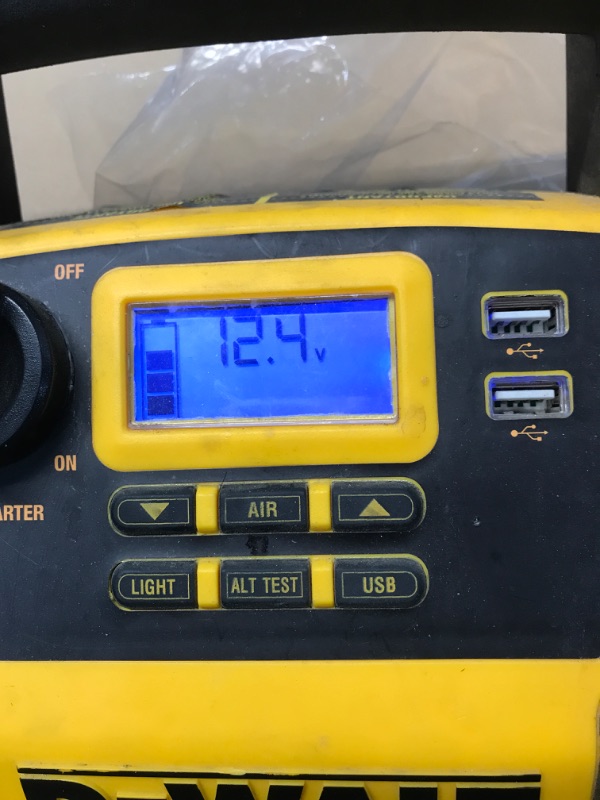 Photo 4 of DEWALT DXAEJ14 Digital Portable Power Station Jump Starter: 1400 Peak/700 Instant Amps, 120 PSI Digital Air Compressor, 3.1A USB Ports, Battery Clamps , Yellow