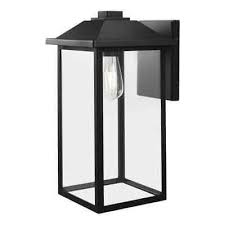 Photo 1 of 1-Light 18 in. Black Hardwired Classic Outdoor Wall Lantern Sconce Light with Clear Glass