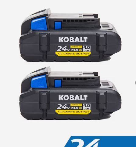 Photo 1 of ***see notes***Kobalt 24-V 2-Pack 4 Amp-Hour; 4 Amp-Hour Lithium-ion Battery
