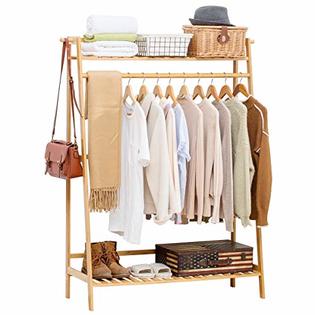 Photo 1 of * incomplete * sold for parts * 
COPREE Bamboo Garment Coat Clothes Hanging Heavy Duty Rack with top Shelf and Shoe Clothing Storage Organizer Shelves