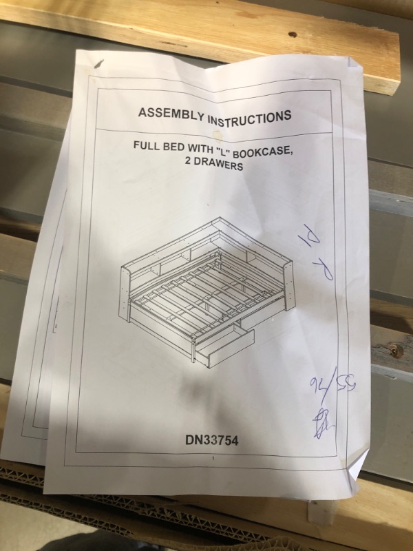 Photo 2 of **THIS IS ONLY BOX 2/2******   Quarte Delicate Platform Bed with L-Shaped Bookcases,Wooden Full Size Platform Bed with 2 Storage Drawers,Suitable for Kids Boys Girls Teens Adults Bedroom Use (White@F) Full White@f